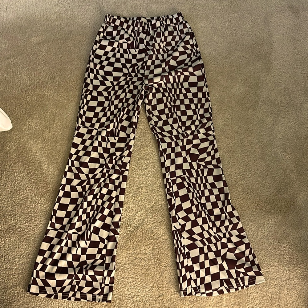 Brown and white flare groovy pants